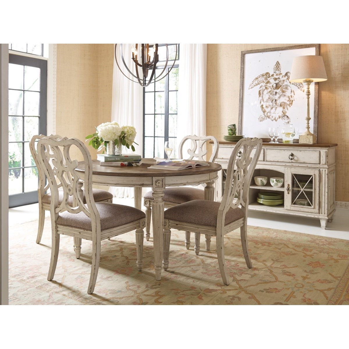 Cream round dining discount table